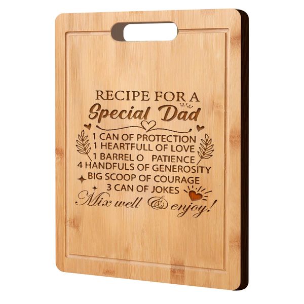 Recipe for a Special Dad Laser Engraved Bamboo Cutting Board for Kitchen