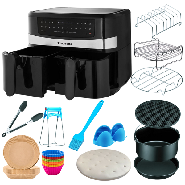 Taurus - Digital Dual Basket Air Fryer (9L) with Accessories