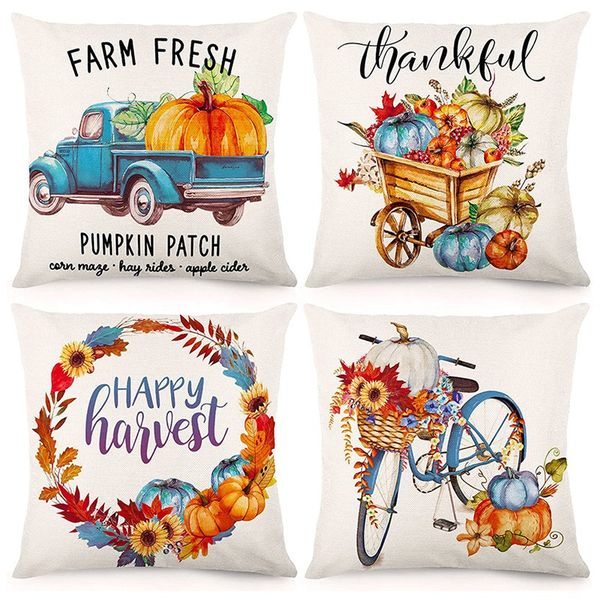 Fall Pillow Covers 18x18 Set of 4 Fall Decor Thanksgiving Pillowcase