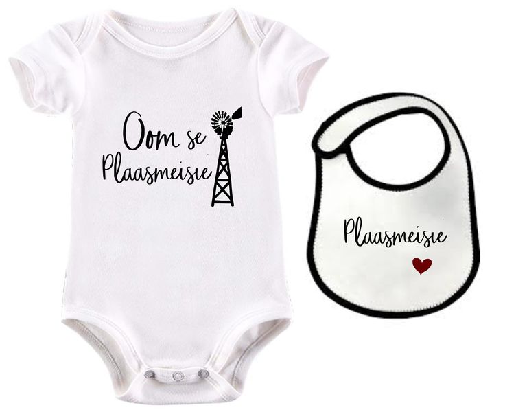 Oom se Plaas Meisie Afrikaans baby grow &amp; bib combo