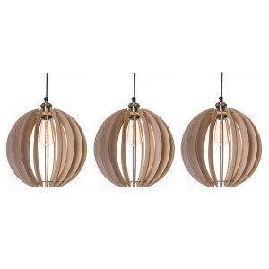 Birch Plywood Pendant Light, Ball 30 set of three