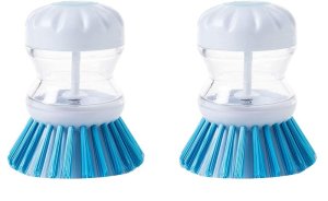 Dish Scrub with Soap Dispenser for Dishes and Kitchen Sink Cleaning 2 Pack