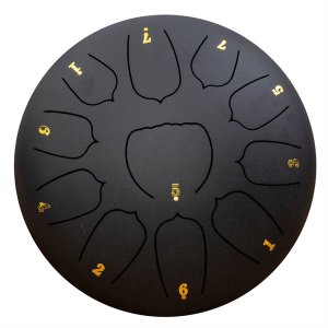 Black 10-Inch 11-Tone Outdoor Rain Drum, Garden Rain Drum