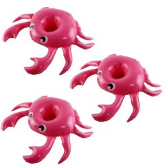 3 x Inflatable Beverage Holder Party Decor-Pink Crab