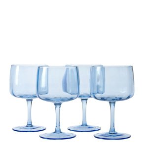 George &amp; Mason - Riviera 4 Pack Crystal Gin Glasess - Blue