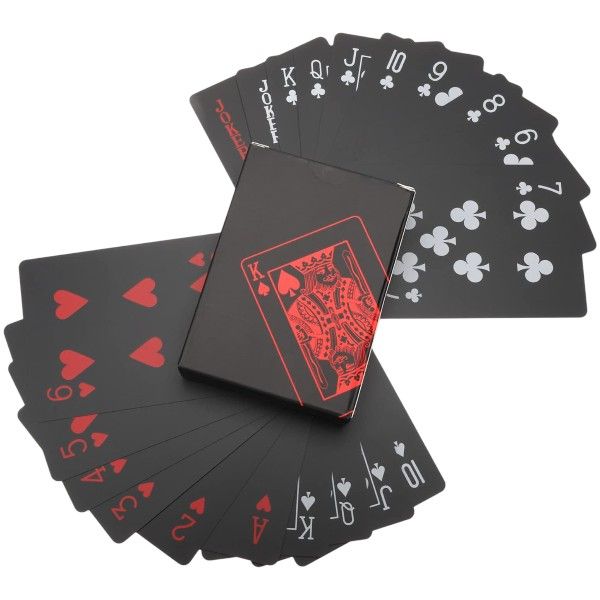 54 Piece - Waterproof Full Deck Game Cards - Black, Red