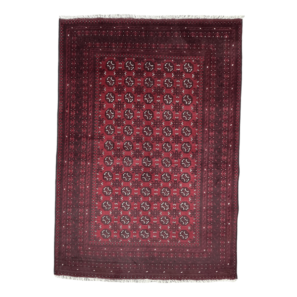 Rugs of Persia / 244 x 170cm Handmade Wine Red Afghan Wool Area Rug