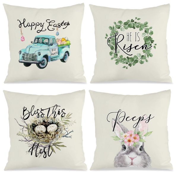 4 Piece Cottagecore Easter Soft Cushion Cover for Sofa Couch Bed Chair