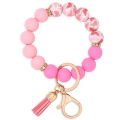 Silicone Beaded Keychain Wristlet for Women Girls
