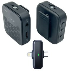 2 x Rechargeable Wireless Lavalier Professional Microphone For Type-C &amp; iOS