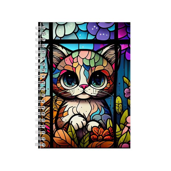 Big Eyes Kitten Stained Glass Notebook Animal Gift Idea A4 Notepad Pad 89