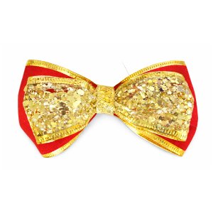 Glitter Royal Hair Bow Clip - Red &amp; Gold