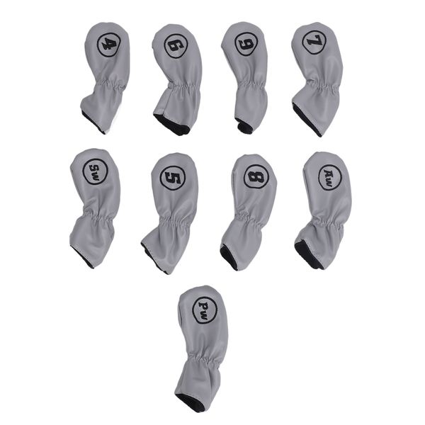 9 Pieces grey golf headcovers - iron/driver set