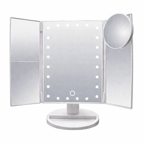 LED Makeup Mirror Cosmetic Vanity Mirror 2X 3X 10X Magnification Trifold