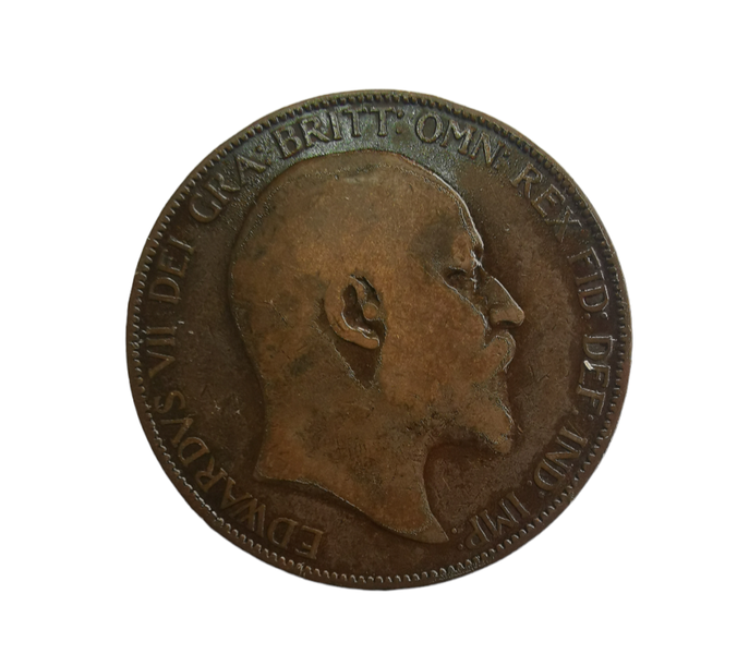 1907 United Kingdom 1 Penny Coin King Edward VII