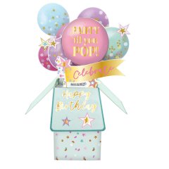 3D Pop-up Clever Cubes Birthday card - Pink Balloons