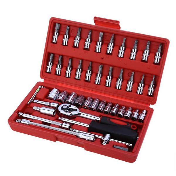46 Pieces 1/4'' Socket Wrench Tool Set