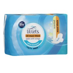 Lil-Lets Maxi Thick Pads With Wings Regular Scented - 4 packets x 10 Pads