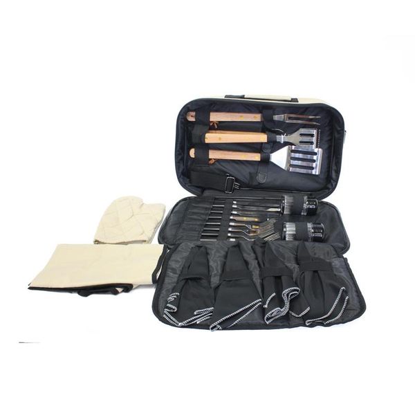 Eat Right 19 Piece Braai and Dinner Set in Bag - Khakhi