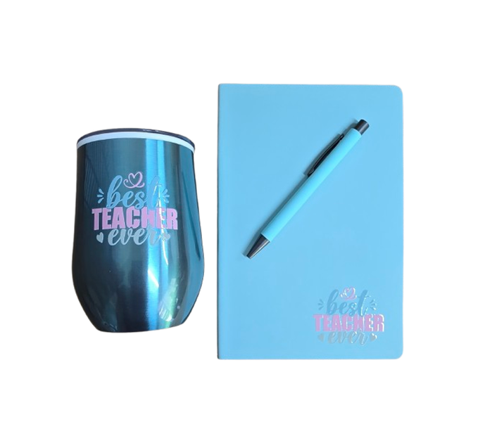 Teacher Notebook / Tumbler Gift Set 3pc - Blue Box