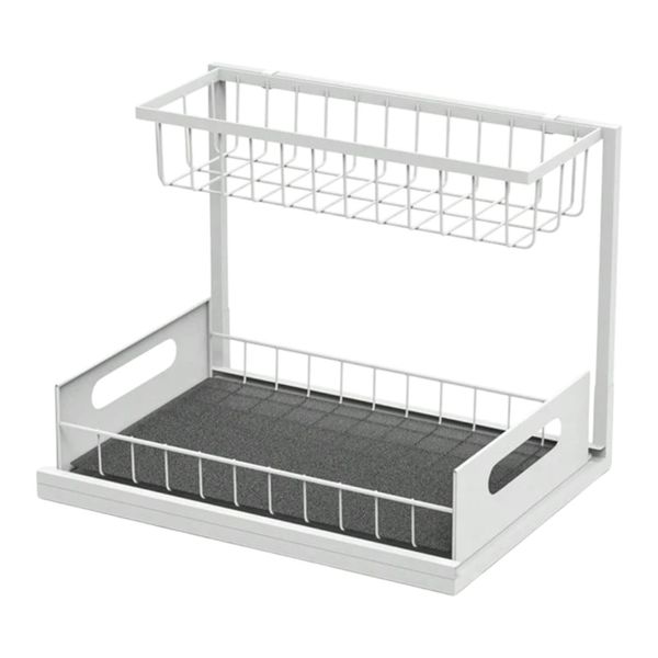 Modern L-Shaped Dual-Layer Multifunctional Kitchen Storage Rack