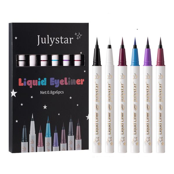 6-Color Liquid Eyeliner Set Eye Liner Pen Waterproof Fine Tip Long-Lasting