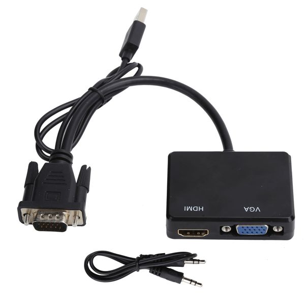 VGA to VGA splitter dual display adapter black