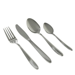 George &amp; Mason - Nina Modern Edge 16 Piece Cutlery Set - Matte Silver