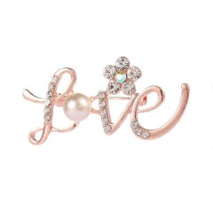 Pink Personalized Zircon LOVE Brooch