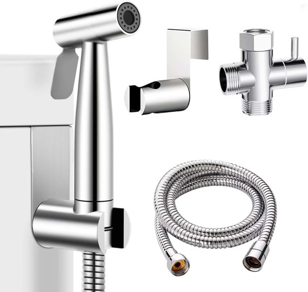 Handheld Bidet Sprayer for Toilet- Spray Kit with T-Adapter Shut-Off Valve
