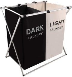 Moretech Portable Double Laundry Basket Hamper - Dark &amp; Colour