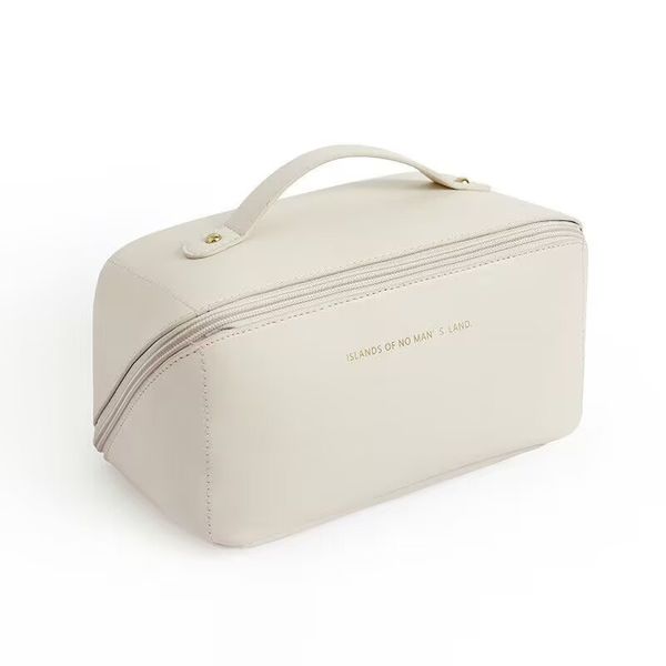 Large Capacity Travel Cosmetic Bag Makeup Bag with Dividers and Handle