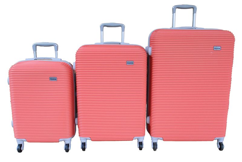 3-Piece ABS Luggage Set - Coral Pink, 360 Spinner Wheels