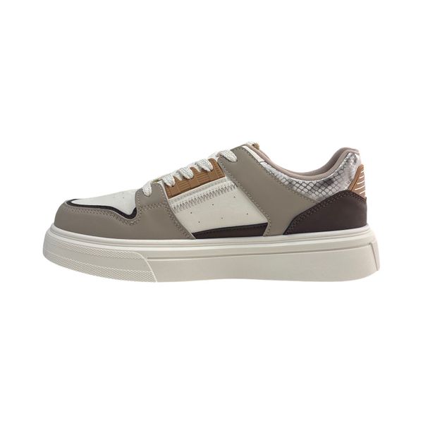 Men's Beige Brown Chunky Sneakers - Platform Lace-Up Fashion Casual Shoes