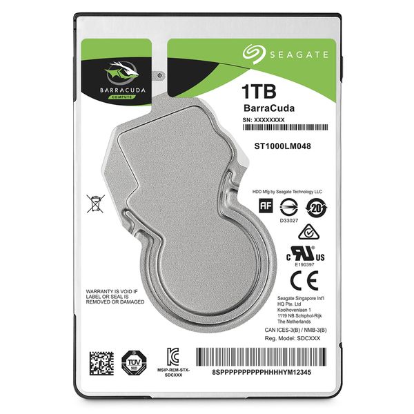 Seagate BarraCuda 1TB Internal HDD, 2.5", SATA 6Gb/s, 7200RPM, 64MB Cache