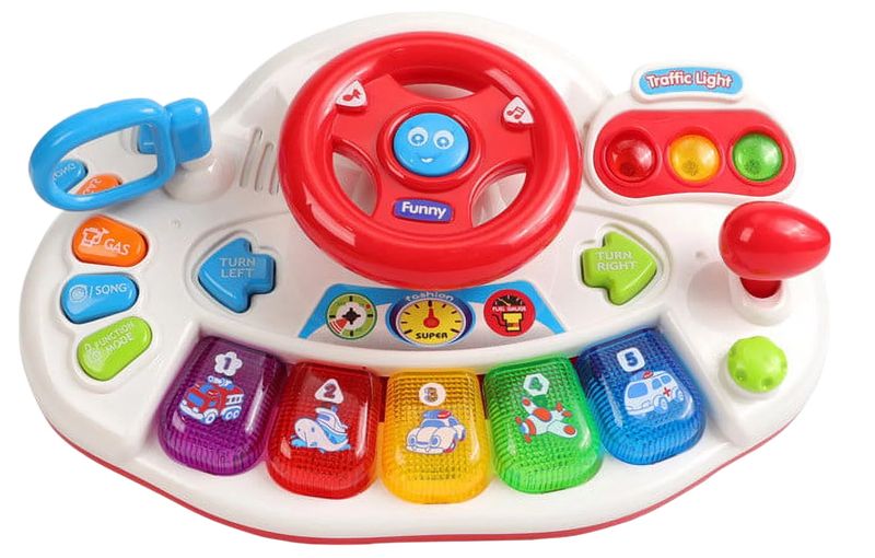 Babies-Up Electronic Keyboard Piano Music Driver Steering Wheel Toy