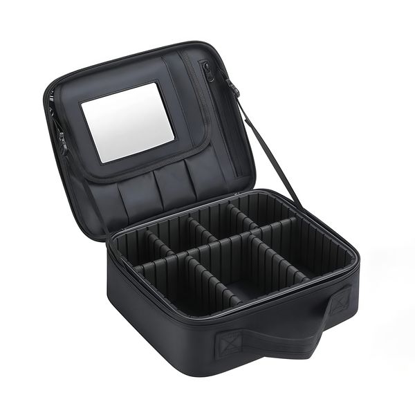 Travel Makeup Bag with Mirror,Portable Makeup Case Cosmetic Case Organizer