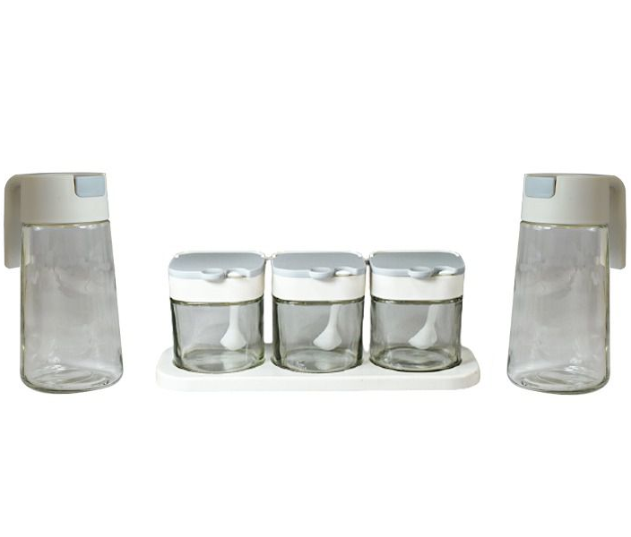 5 Piece Oil Pot and Seasoning Bottle Condiment Spice Combination Set