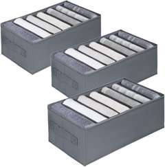 Foldable Fabric Drawer Organizer - 7-Section - Closet Storage - 3-Pack