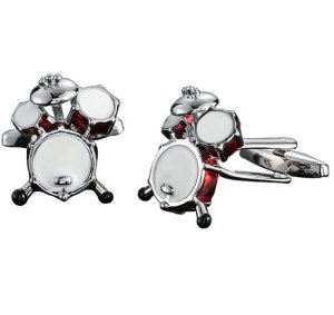 Red and Silver Drum Set Cufflinks