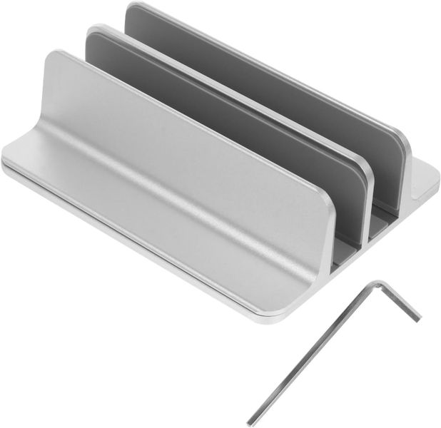 Aluminum Alloy Dual Slots Vertical Laptop Stand And Tablet Holder Desk Mou