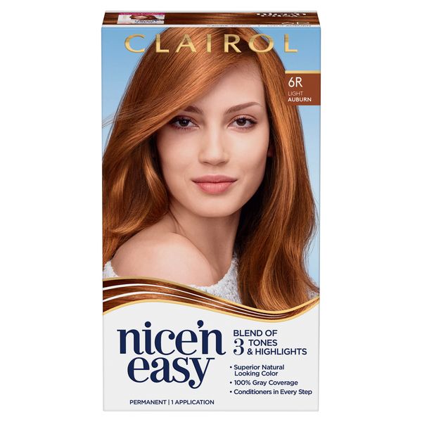 Clairol Nice'n Easy Crème Permanent Hair Dye, 6R Light Auburn