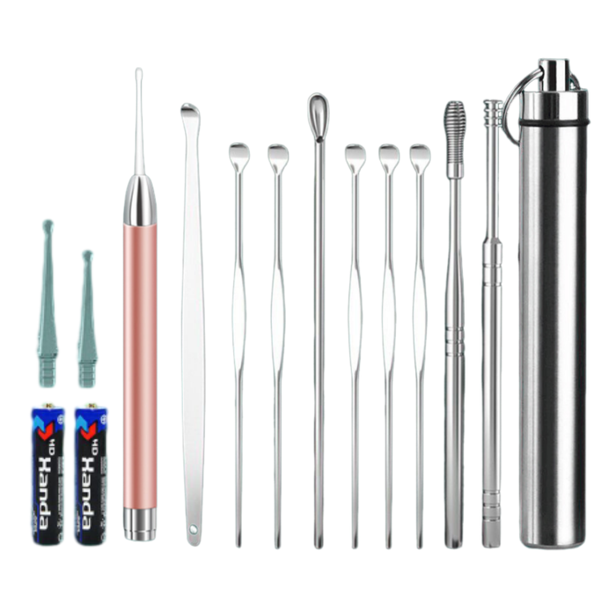 9 Pieces Ear Wax Removal Kit Ear Cleansing Tool Set LED Light Ear Pick Tool