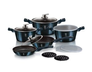 Berlinger Haus 13-Piece Marble Coating Smart Lid Cookware Set - Aquamarine