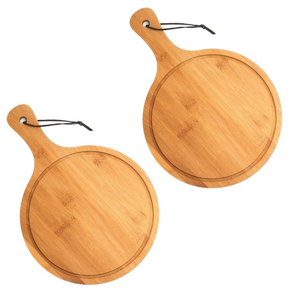 GoVogue Bamboo Pizza / Cheese / Fruit Platter Board - Set of 2
