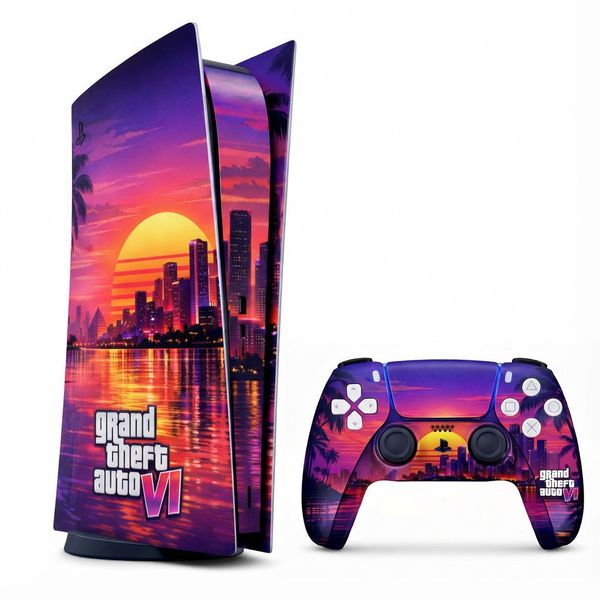 Skin Compatible with PS5 Digital (No Disc): Grand Theft Auto VI Neon