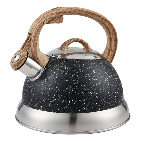 Stainless Steel Whistling Kettle Wood Pattern Handle