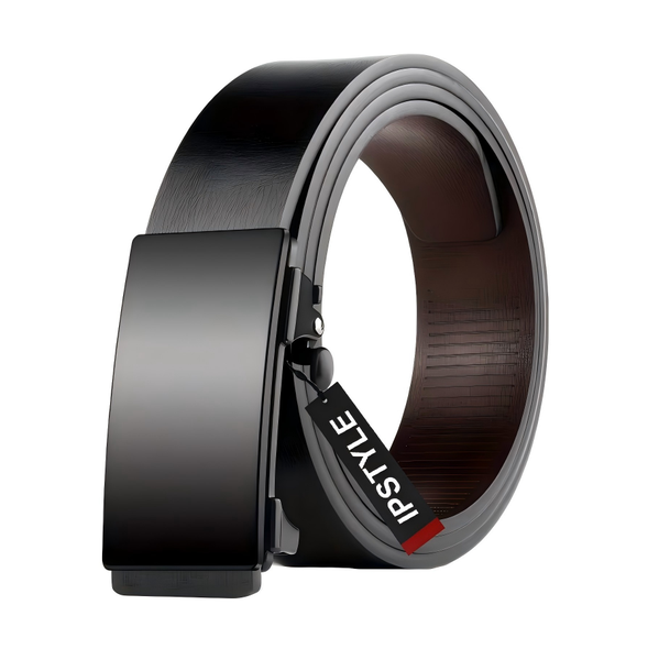 Men Leather Belt Black Metal Toothless Automatic Buckle Business Casual