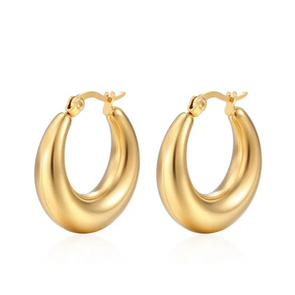 Titanium Steel Round-Tube Click-Top Hoop Earrings, Round Hoop Earrings