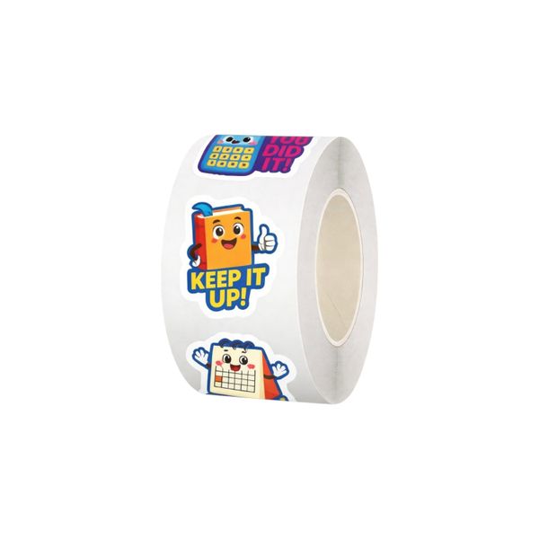 500 Piece Motivational Reward Sticker Roll - Cartoon Teacher Stickers